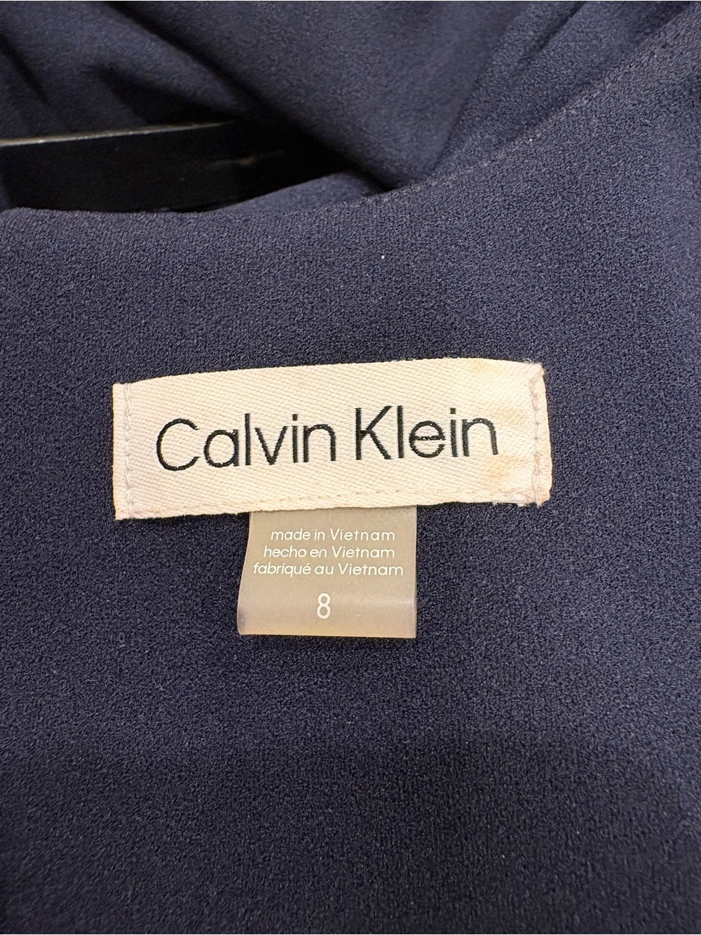 Calvin Klein NWOT Navy Short Sleeve Belted Fit & Flare Dress 8 - Picture 7 of 9